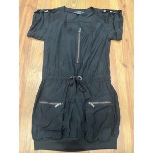 Armani Exchange Black Utility Style  Front Drawstring Waist Dress Women's Size 0